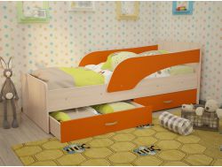 Кровать с 2-мя ящиками Кроха (Антошка) РГ оранжевая