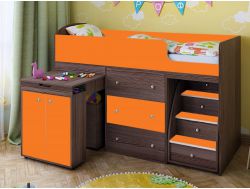 Кровать-чердак Малыш 1600 бодега-оранж