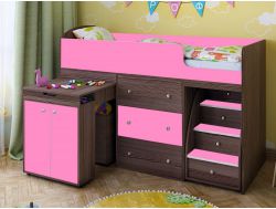 Кровать-чердак Малыш 1800 бодега-розовый
