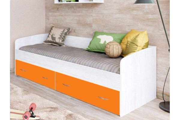 Детская кровать с выкатными ящиками винтерберг, оранжевый