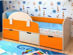 Кровать-чердак Малыш мини с бортиком Дуб-Оранжевый