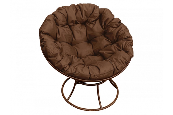 Кресло Папасан без ротанга каркас коричневый-подушка коричневая