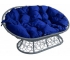 Диван Мамасан с ротангом каркас cерый-подушка синяя