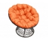 Кресло Папасан с ротангом каркас чёрный-подушка оранжевая