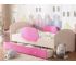 Кровать Тучка с бортиками и ящиком дуб млечный с розовым