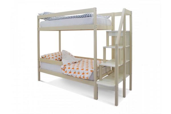 Двухъярусная кровать Svogen с бортиком бежевый