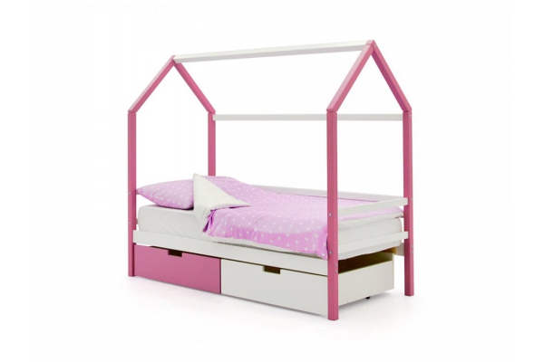 Кровать-домик Svogen с ящиками лаванда-белый