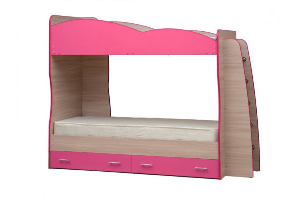 Кровать детская двухъярусная Юниор-1.1 розовая