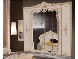 Шкаф 6-и дверный с зеркалами Диана бежевый