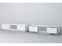 ТВ тумба Эго Т-3 бетон светлый/белый глянец цоколь