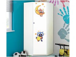 Шкаф угловой с фотопечатью Совята 2.1