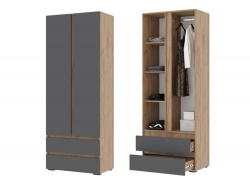 Шкаф Хелен 2-х створчатый ШК 01 Дуб крафт золотой-Серый графит
